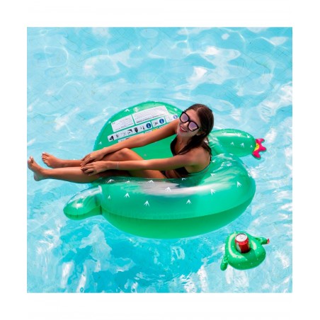 Bouée Gonflable XXL et Porte Boisson Gonflable pour Piscine & Plage - Pack Evasion Cactus