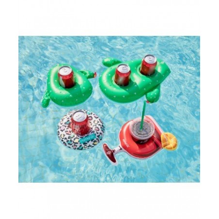 Porte Boisson Gonfable pour Piscine ou Plage, Flotteur, Accessoire d'Eau, Capacité 2 boissons - Cactus 34x33cm